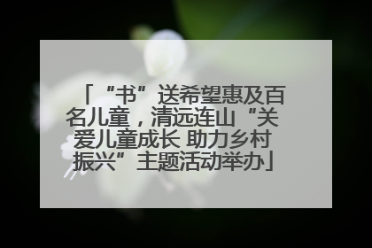 “书”送希望惠及百名儿童，清远连山“关爱儿童成长 助力乡村振兴”主题活动举办
