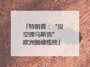 特朗普：“没空理马斯克” 欧洲抛橄榄枝