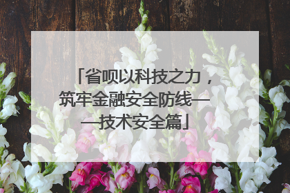 省呗以科技之力，筑牢金融安全防线——技术安全篇