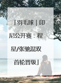 羽毛球｜印尼公开赛：程星/张驰混双首轮晋级