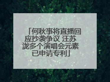 何秋亊将直播回应抄袭争议 汪苏泷多个演唱会元素已申请专利