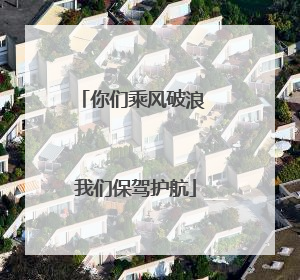 你们乘风破浪 我们保驾护航