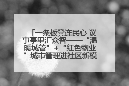 一条板凳连民心 议事亭里汇众智——“温暖城管”+“红色物业”城市管理进社区新模式绘就城市管理社区治理新画卷