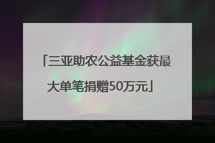 三亚助农公益基金获最大单笔捐赠50万元