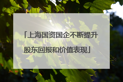 上海国资国企不断提升股东回报和价值表现