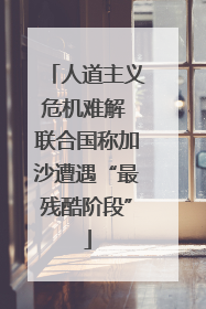 人道主义危机难解 联合国称加沙遭遇“最残酷阶段”