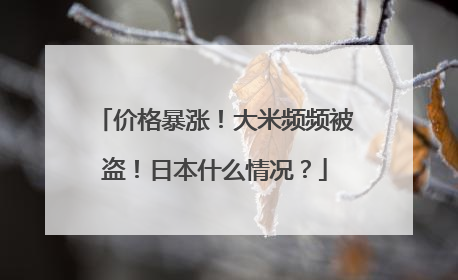 价格暴涨！大米频频被盗！日本什么情况？
