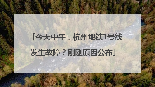 今天中午，杭州地铁1号线发生故障？刚刚原因公布
