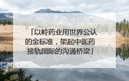以岭药业用世界公认的金标准，架起中医药接轨国际的沟通桥梁