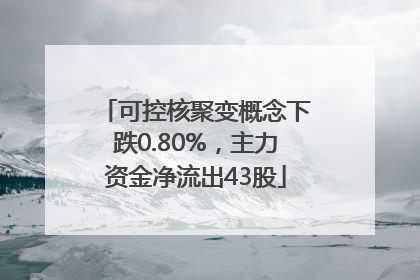 可控核聚变概念下跌0.80%，主力资金净流出43股