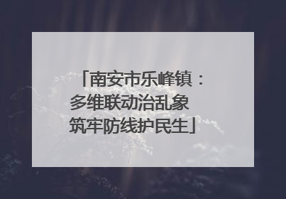 南安市乐峰镇：多维联动治乱象 筑牢防线护民生