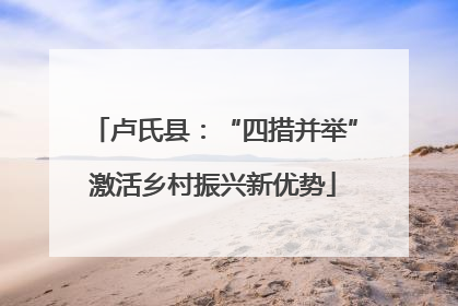 卢氏县：“四措并举”激活乡村振兴新优势