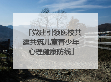 党建引领医校共建共筑儿童青少年心理健康防线