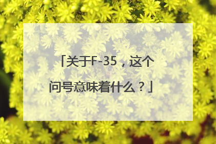 关于F-35，这个问号意味着什么？