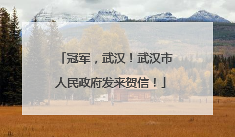 冠军，武汉！武汉市人民政府发来贺信！