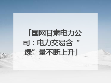 国网甘肃电力公司：电力交易含“绿”量不断上升