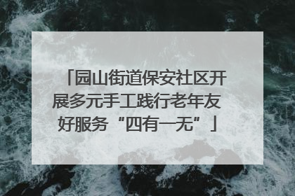 园山街道保安社区开展多元手工践行老年友好服务“四有一无”