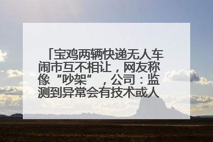 宝鸡两辆快递无人车闹市互不相让，网友称像“吵架”，公司：监测到异常会有技术或人为干预处置