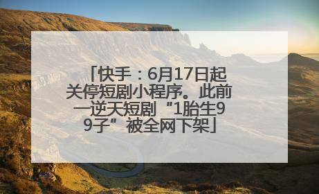 快手：6月17日起关停短剧小程序。此前一逆天短剧“1胎生99子”被全网下架