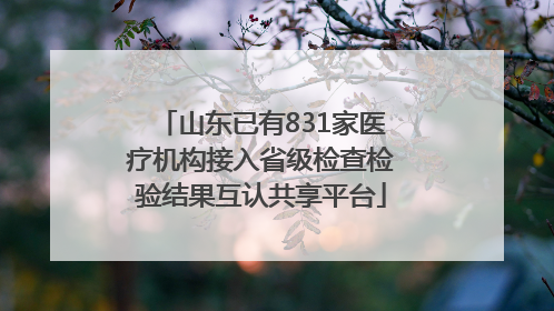 山东已有831家医疗机构接入省级检查检验结果互认共享平台