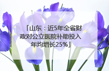 山东：近5年全省财政对公立医院补助投入年均增长25%