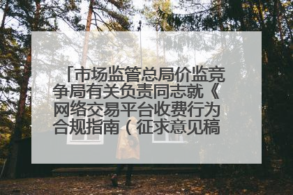 市场监管总局价监竞争局有关负责同志就《网络交易平台收费行为合规指南（征求意见稿）》答记者问