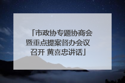 市政协专题协商会暨重点提案督办会议召开 黄喜忠讲话