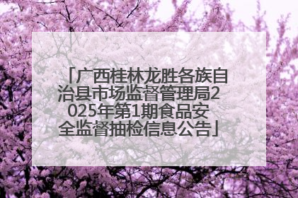 广西桂林龙胜各族自治县市场监督管理局2025年第1期食品安全监督抽检信息公告