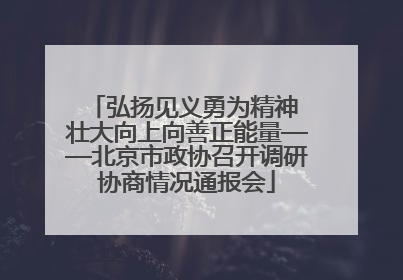 弘扬见义勇为精神 壮大向上向善正能量——北京市政协召开调研协商情况通报会