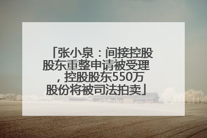 张小泉：间接控股股东重整申请被受理，控股股东550万股份将被司法拍卖