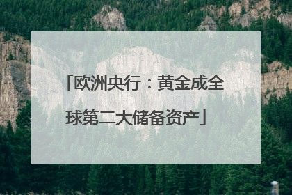 欧洲央行：黄金成全球第二大储备资产