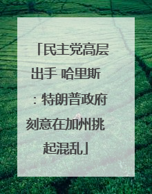 民主党高层出手 哈里斯：特朗普政府刻意在加州挑起混乱