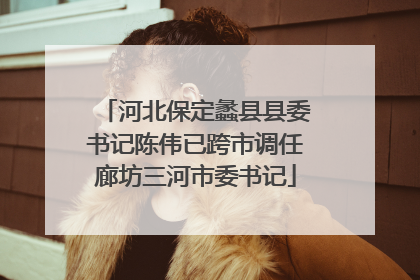 河北保定蠡县县委书记陈伟已跨市调任廊坊三河市委书记