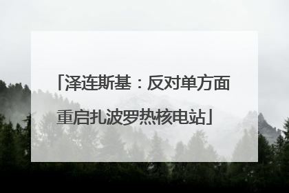 泽连斯基：反对单方面重启扎波罗热核电站