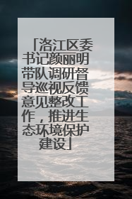 洛江区委书记颜丽明带队调研督导巡视反馈意见整改工作，推进生态环境保护建设