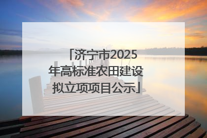济宁市2025年高标准农田建设拟立项项目公示
