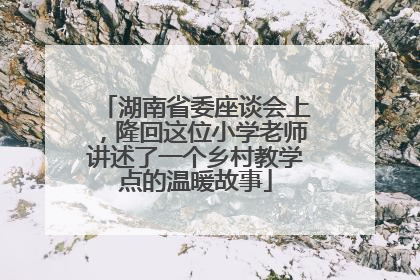 湖南省委座谈会上，隆回这位小学老师讲述了一个乡村教学点的温暖故事