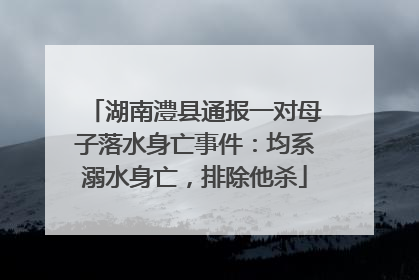 湖南澧县通报一对母子落水身亡事件：均系溺水身亡，排除他杀