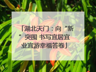 湖北天门：向“新”突围 书写宜居宜业宜游幸福答卷