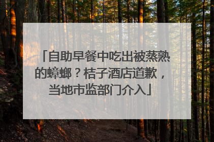自助早餐中吃出被蒸熟的蟑螂？桔子酒店道歉，当地市监部门介入