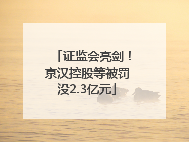 证监会亮剑！京汉控股等被罚没2.3亿元