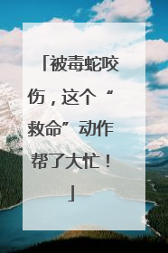 被毒蛇咬伤，这个“救命”动作帮了大忙！
