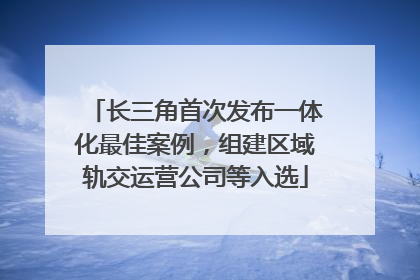 长三角首次发布一体化最佳案例，组建区域轨交运营公司等入选