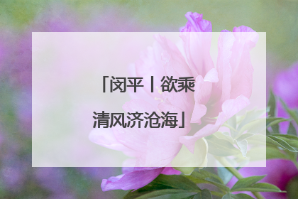 闵平丨欲乘清风济沧海