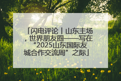 闪电评论丨山东主场，世界朋友圈——写在“2025山东国际友城合作交流周”之际