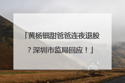 黄杨钿甜爸爸连夜退股？深圳市监局回应！