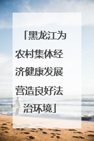 黑龙江为农村集体经济健康发展营造良好法治环境